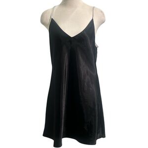Jones New York Vintage Black Satin with White Straps Slip Dress Size Large